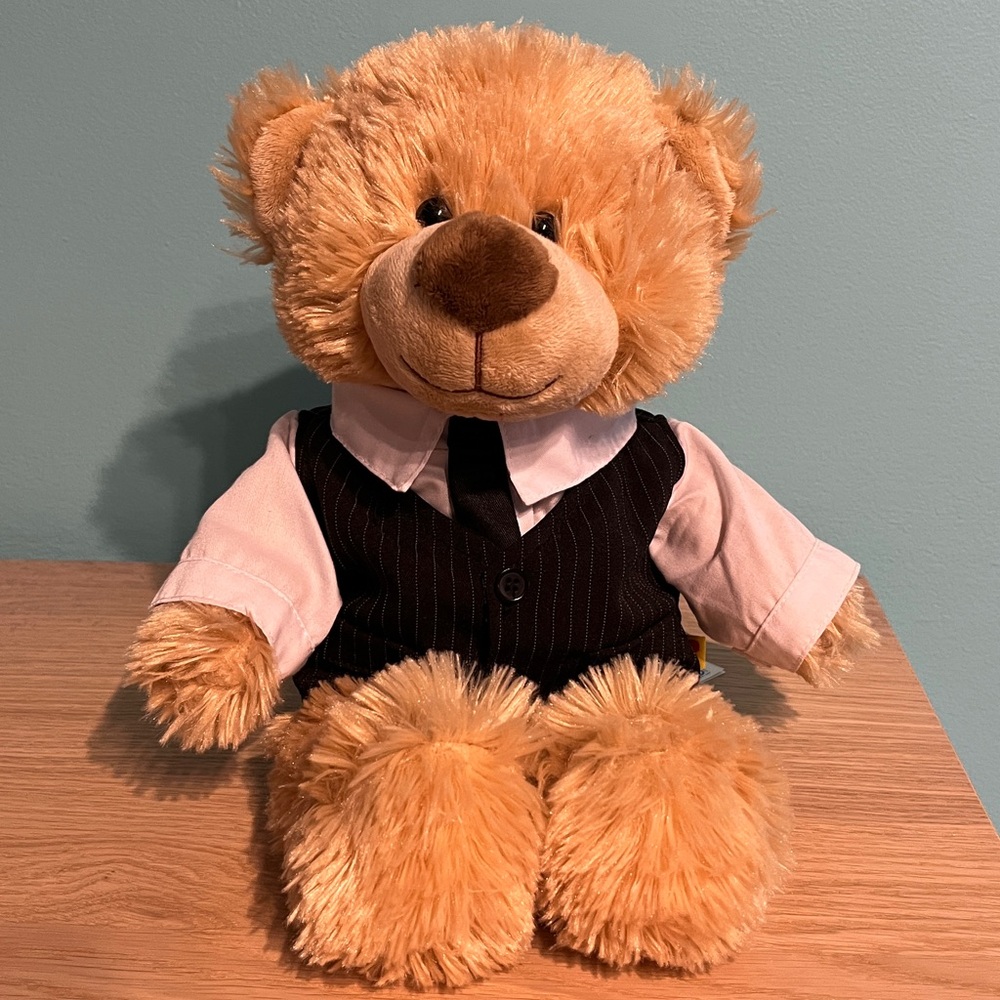 Build-A-Bear Tan Teddy in Black Suit